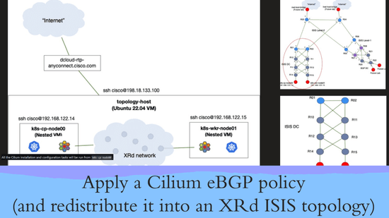 Apply a Cilium eBGP policy and Redistribute it into an XRd ISIS topology